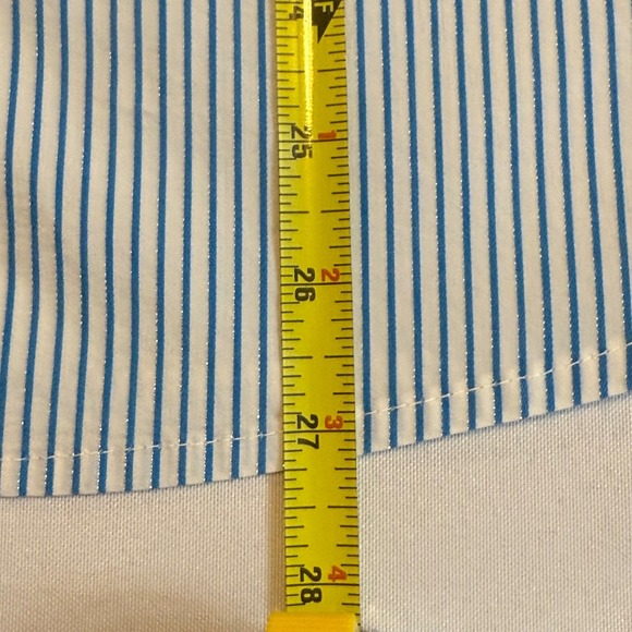 Chicos Striped Metallic Tunic Shirt Blouse Blue White Workwear Sz 3 16/XL # - Picture 9 of 9